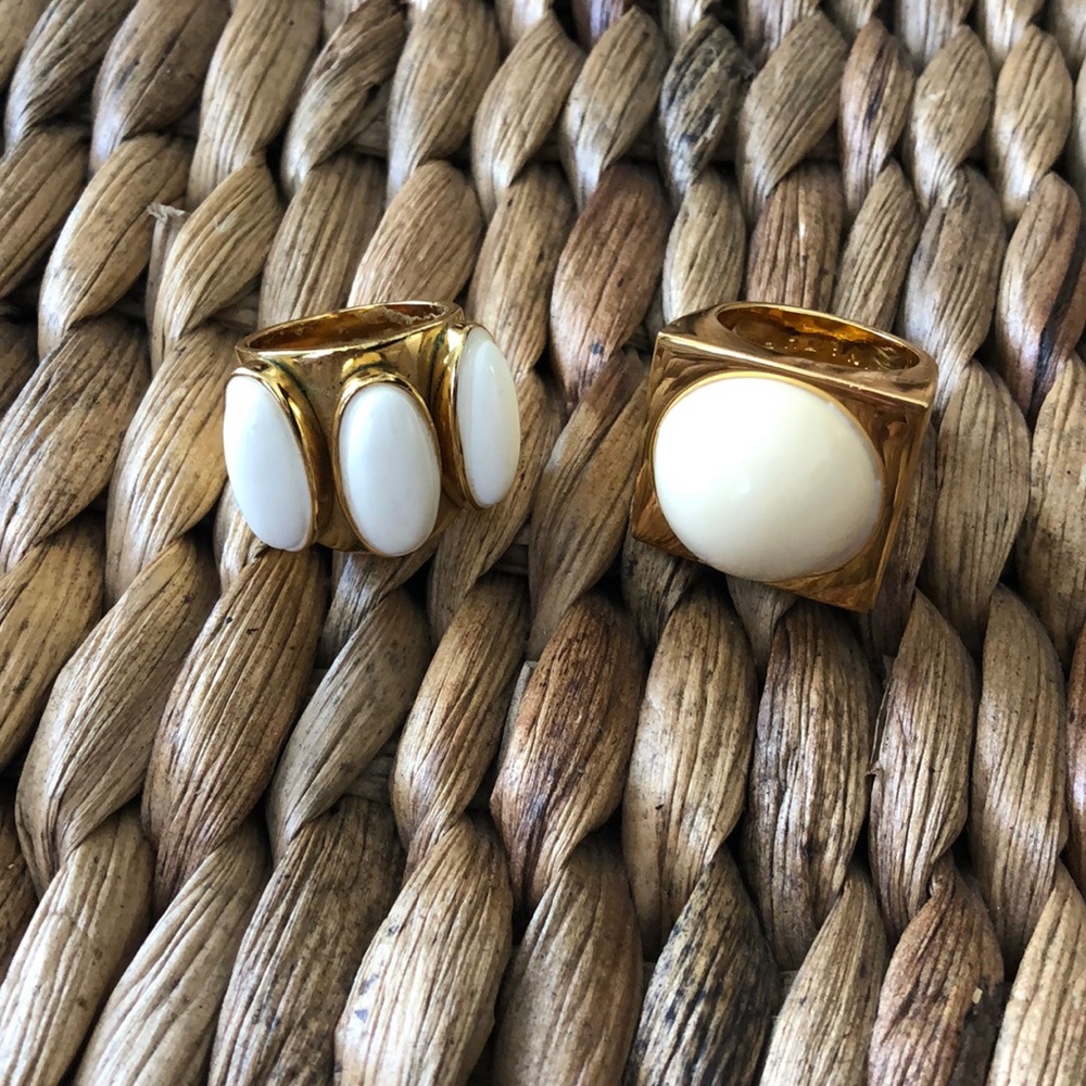 SOLD ❌Trina Turk white stone cocktail rings set of